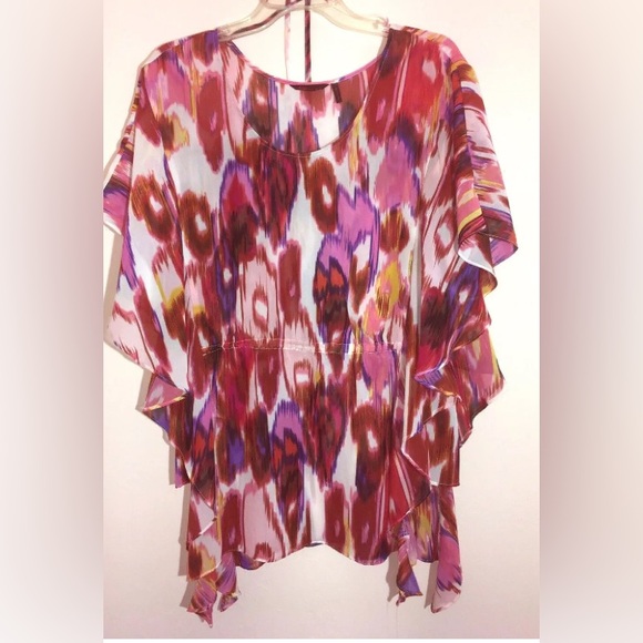 Sophia Vergara Tops - SOFIA VERGARA Whimsical Blouse XL Batwing Sleeve Dolman Comfort Chiffon Fairy
